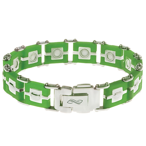 ProLife for men Green, 21cm / Мужской силиконовый браслет ПроЛайф21см, цвет: Зеленый / Магнитные украшения, повышение иммунитета, отрицательно заряженные ионы EurasiaPro