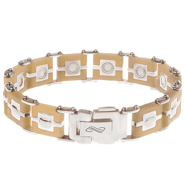 ProLife for men Caramel, 21cm / Мужской силиконовый браслет ПроЛайф, 21см, цвет: Карамель / Магнитные украшения, повышение иммунитета, отрицательно заряженные ионы EurasiaPro