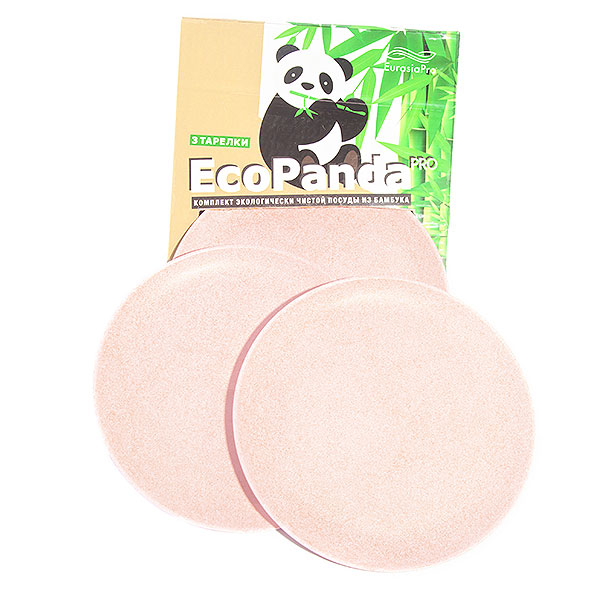 EcoPanda PRO 3 plates, Pink / Бамбуковые тарелки ЭкоПанда ПРО, комплект 3 шт., цвет: Розовый / Посуда из бамбука, экопосуда