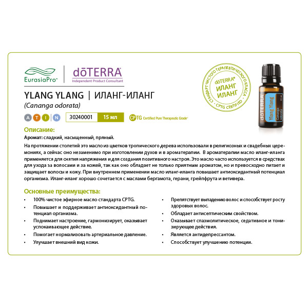 Листовка doTERRA  "Иланг-иланг. Эфирное масло" 30240001