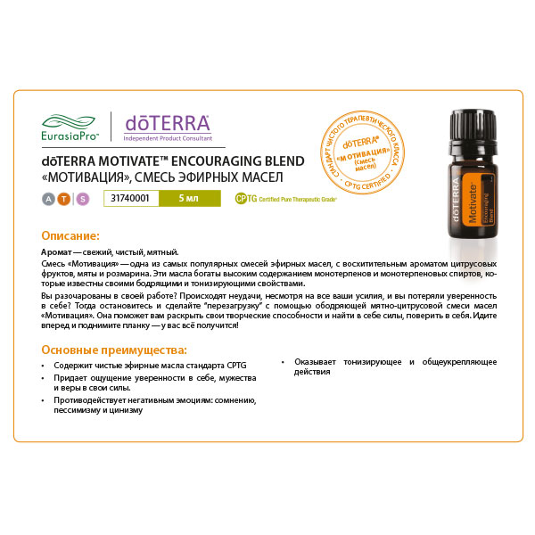 Листовка doTERRA "Мотивация. Смесь масел" 31740001