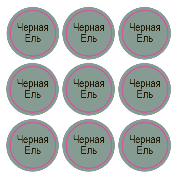 Стикеры Черная ель / Black Spruce / 108 стикеров на 1 листе